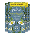 Pukka Calming Chamomile, Vanilla & Manuka Honey Organic Herbal Tea, Soothing Organic Tea Infusion Selection, Honey & Fennel Blend, Caffeine Free, 80 Total Bags (20ct - Pack of 4)