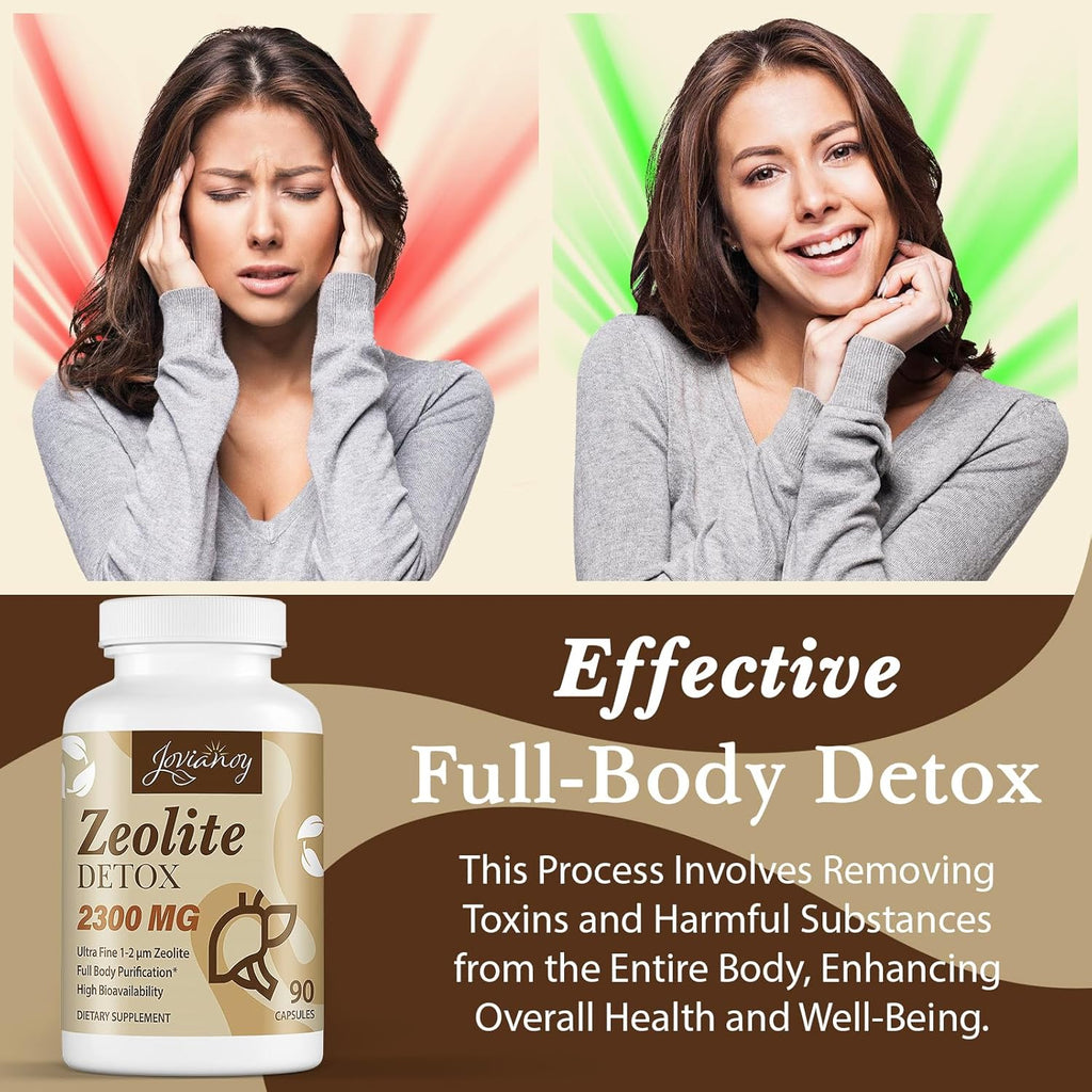 Zeolite Detox Capsules, Organic Activated Charcoal, Bentonite Clay, 1-2 µm Clinoptilolite, Maximum Absorption, Gut Liver Detox Cleanse Full Body for Women Men, 90 Capsules