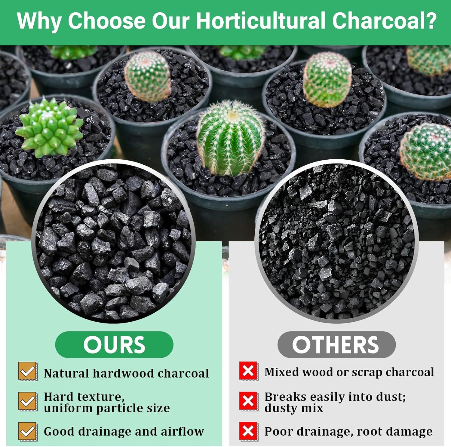 Legigo 6QT All Natural Horticultural Charcoal- Activated Hardwood Plant Charcoal for Soil Amendment, Conditioning Bonsai Soil, Succulent Soil, Terrarium Supplies, Indoor Plant Potting Soil