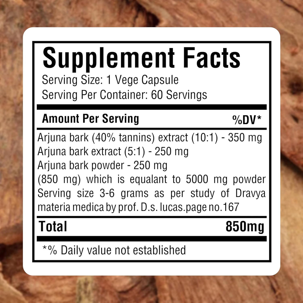 Arjuna Terminalia Arjuna Traditional Wellness Supplement 60 Vege Capsules