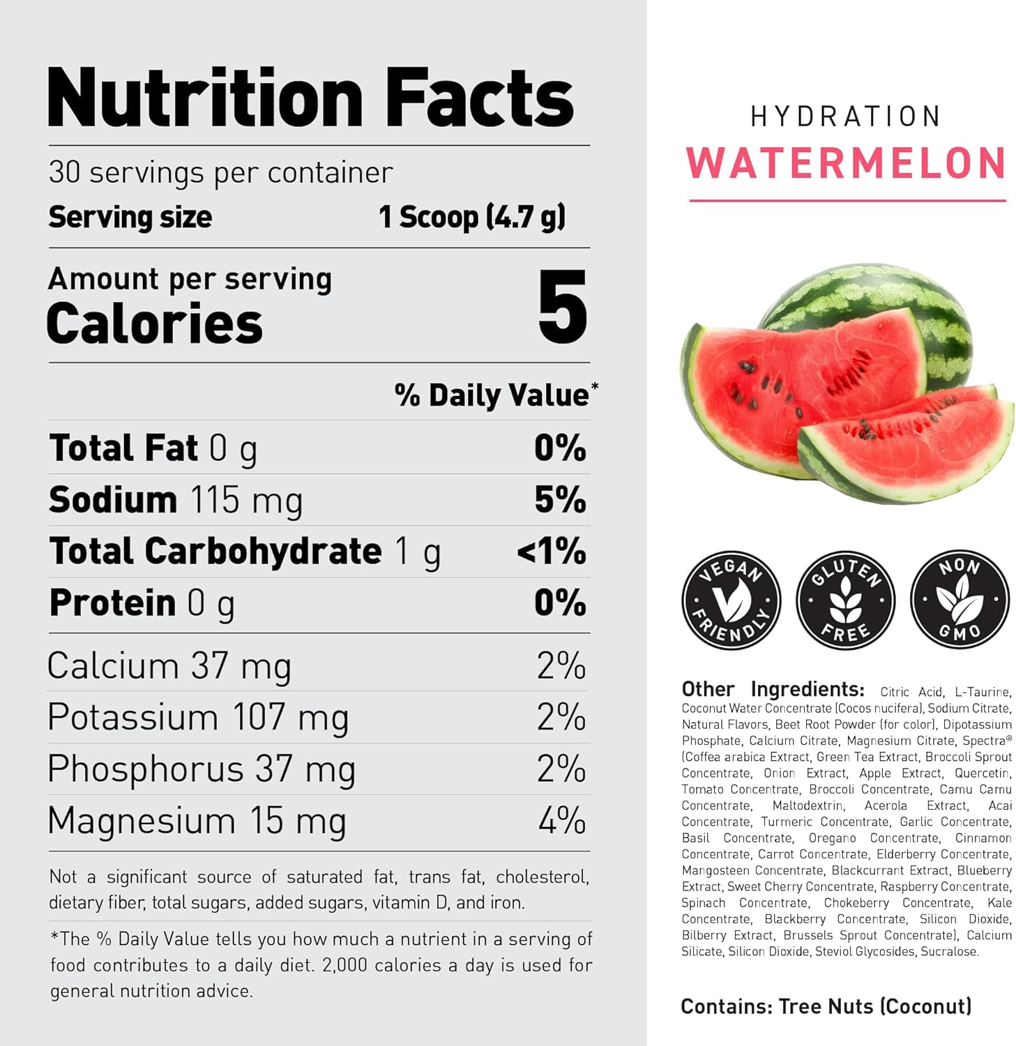 Kaged Hydration Electrolytes Powder | Watermelon | Hydra-Charge Sports Drink Mix | Pre, Post, Intra Workout | Low Carb, Vegan, Gluten Free | Supplements for Men & Women | 30 Servings