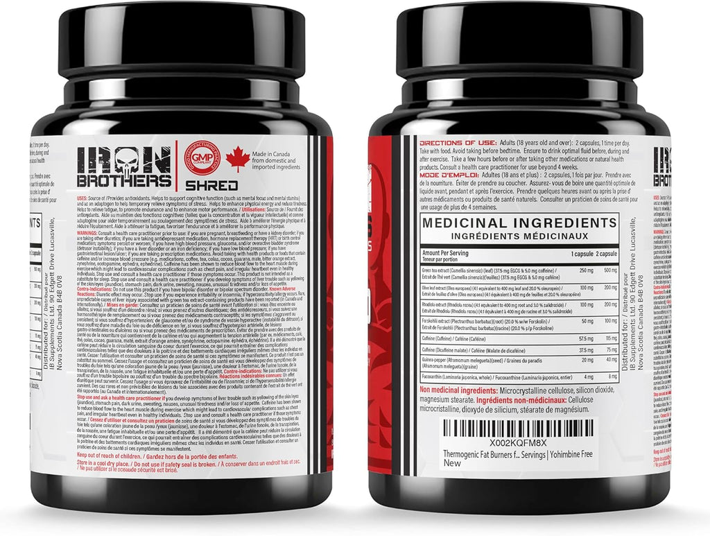 Iron Brothers Thermogenic Fat Burner – Metabolism & Appetite Support – Grains of Paradise, Green Tea & Infinergy Caffeine – Energy & Weight Loss – 60 Veggie Capsules