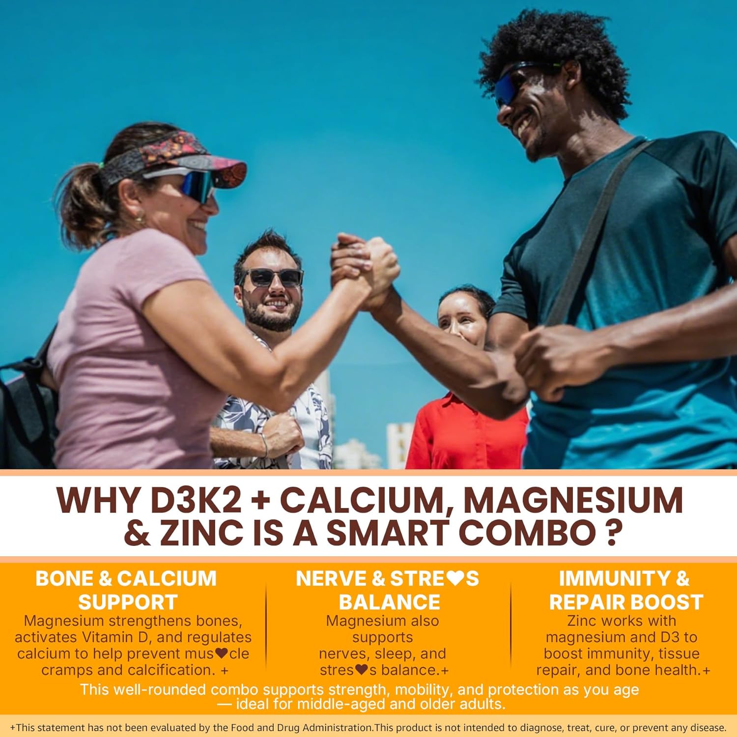 Vitamin D3 K2 Gummies & Turmeric for Women & Men, Vitamin D3 5000IU / 10000IU, K2 (MK-7) 200mcg Supplements with Turmeric 1200mg, Calcium, Magnesium, Zinc, Supports Bone, Teeth, Muscle & Immune, 2PACK