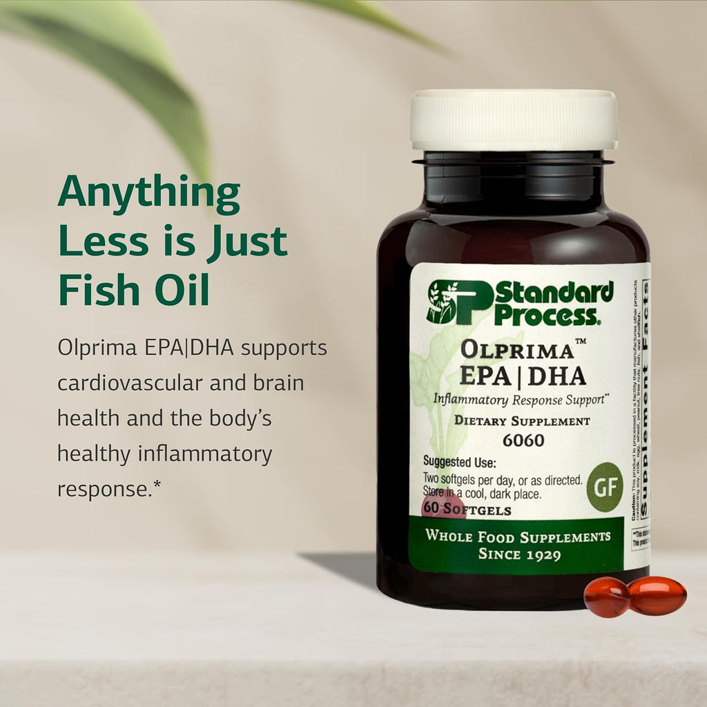 Standard Process Olprima EPA|DHA - Supplement for Brain Health with Omega-3 - Supports a Healthy Heart - Gluten-Free, Non-Dairy & Non-Soy - 60 Softgels (30 Servings)