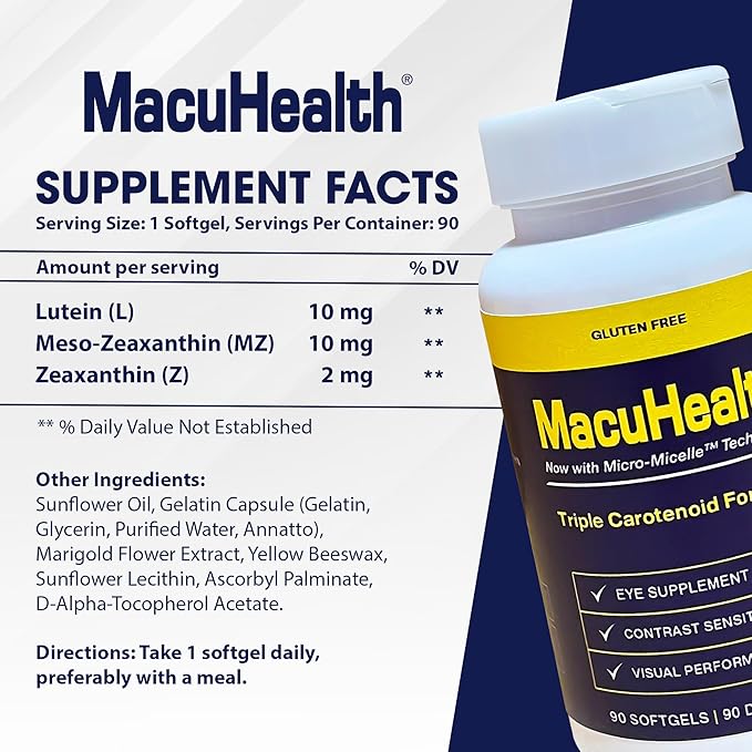 Macuhealth Triple Carotenoid Formula - Eye Vitamins for Adults, 90 Softgels (3-Month Supply) + Omega 3 Fish Oil - 1100mg DHA, 1100mg EPA, Triglyceride Formula, 120 Softgels for Overall Wellness
