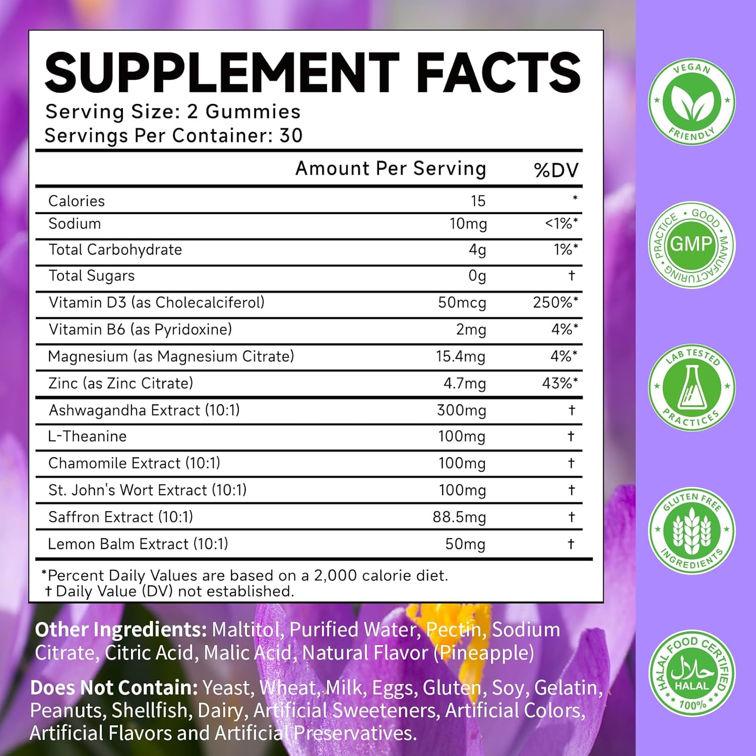 Saffron Gummies for Adult Kids, 10-IN-1 Regulate Cortisol Supplement with Saffron 88.5mg, Vitamin D3, B6, Magnesium, Zinc, Ashwagandha, L-Theanine, St. John's Wort, For Emotions, Slumber, 120 Count