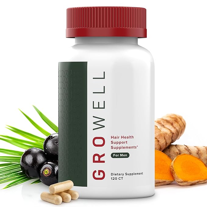Hair Growth Supplements for Men – Clinically tested for visibly thicker hair and scalp coverage – All natural ingredients, saw palmetto to block DHT – Drug-free, Safe – Doctor recommended