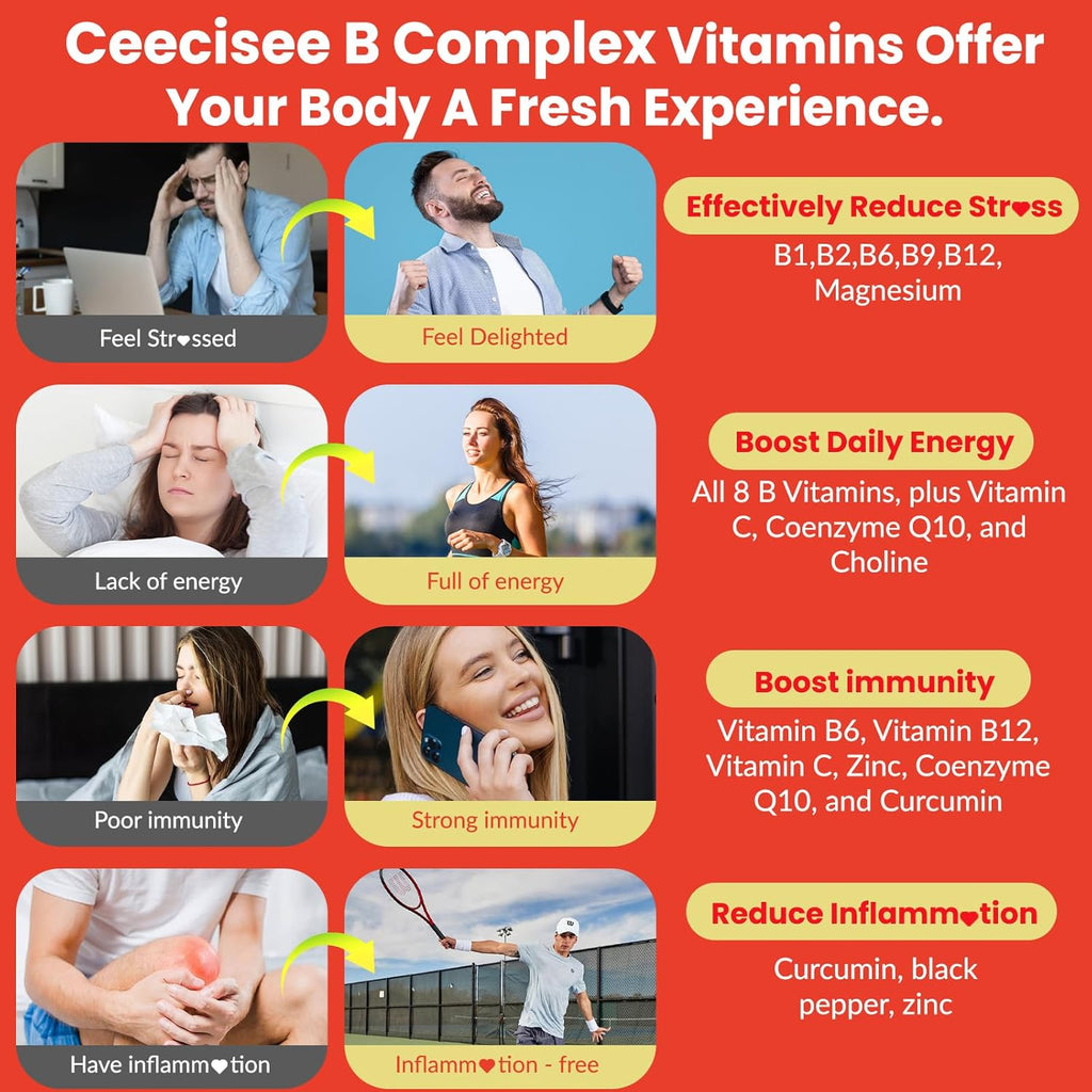 Natural Methylated Vitamins B Gummies: Chewable Supplement Complex with B1 B2 B3 B5 B6 B7 B9 B12 Zinc Magnesium Ashwagandha for Daily Energy Support - for Vegan Work Adults(60Count)