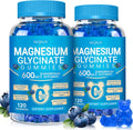Magnesium Glycinate Gummies 600mg, Chewable Sugar Free Potassium Magnesium Gummies for Sleep, Body Support and Relaxation, Magnesium Supplements with Vitamin D, B6, and CoQ10 for Men & Women