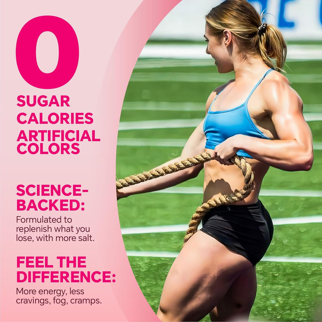 Sugar Free Electrolytes Powder Packets - Salty High Sodium Hydration Packets, Electrolytes Drink Mix for Fitness Enthusiasts & Outdoor Workers, Calories Free(Berry Mix 30 Sticks)
