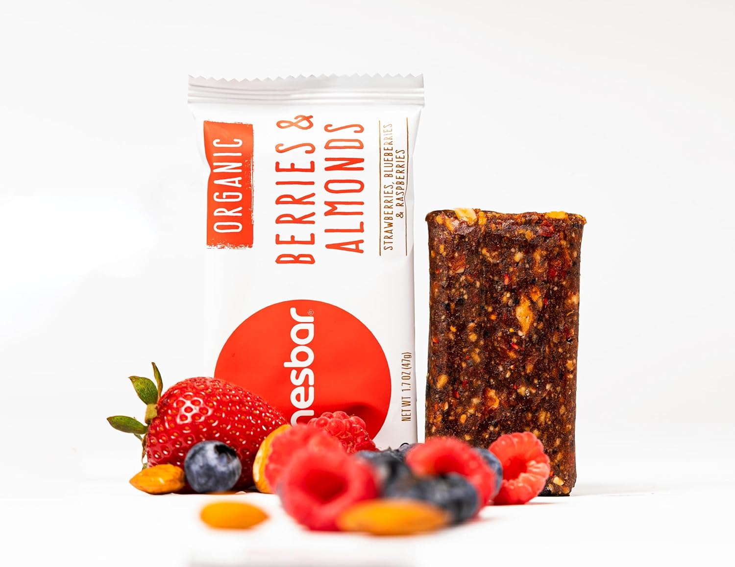 JONESBAR Organic Plant Based Protein Bars | Berries and Almonds | Fruit & Nut Bar, Kosher, Gluten Free, Breakfast Bars, School Snacks, Vegan Snack & Healthy Snacks for Adults and Kids (Pack of 12)