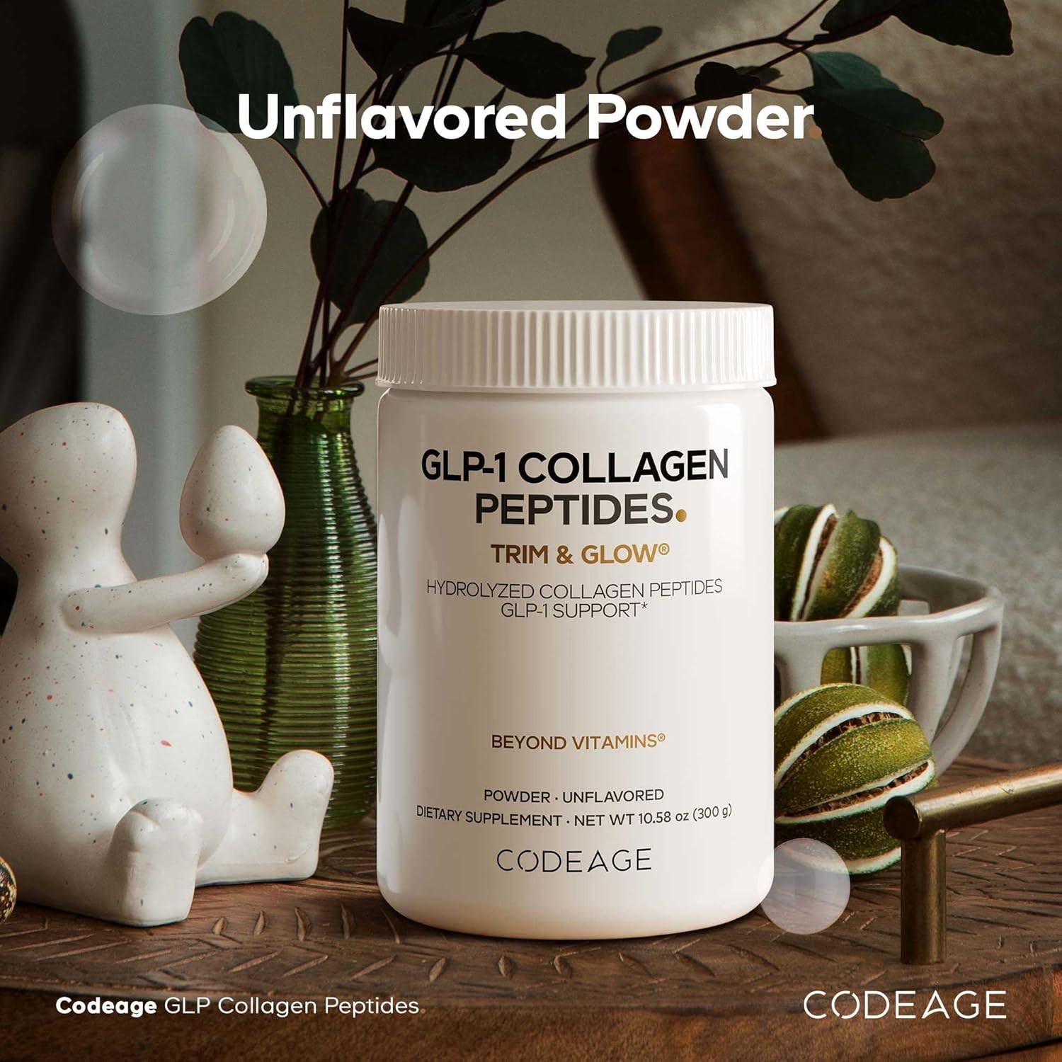 Codeage GLP-1 Collagen Powder Supplement - Nextida GC Collagen Peptides - GLP 1 Support - Hydrolyzed, Grass-Fed, Type I & III, Unflavored - Non-GMO, Gluten-Free, Dairy-Free - 10.58 Oz