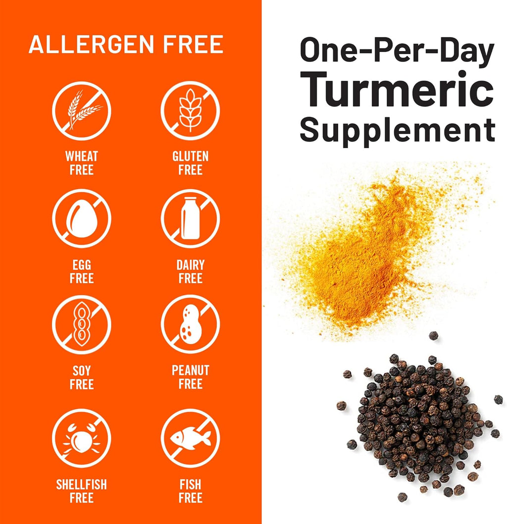 NatureWise Turmeric Curcumin 500mg with Black Pepper Softgels - Extra Strength, Enhanced Absorption - 95% Curcuminoids & BioPerine for Immune Support - Gluten-Free, Non-GMO - 180 Count[6-Month Supply]