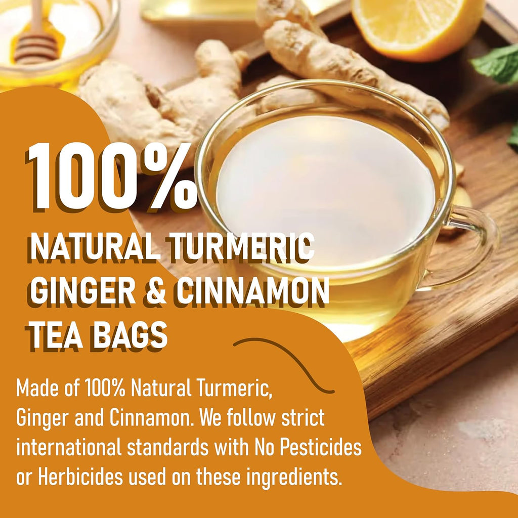 Premium Turmeric, Ginger, Cinnamon Blend Tea Bags, 100% Natural & No Additives & Caffeine Free. (1)