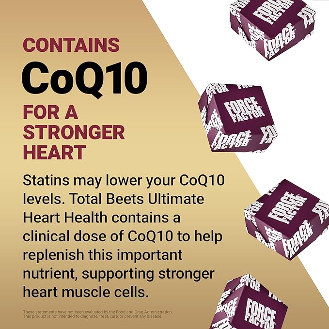 Force Factor Total Beets Ultimate Heart Health Chews for Blood Pressure Support, with Beetroot Powder, CoQ10, B Vitamins & Grapeseed Extract for Blood Flow & Energy, Black Cherry, 60 Soft Chews