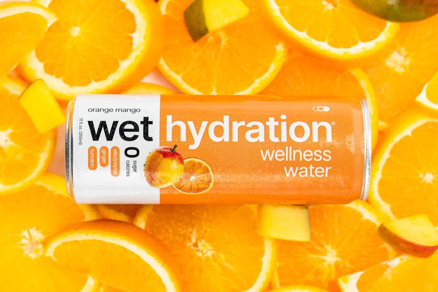 Wet Hydration - Functional Hydration Beverage - Flavored Water, Sugar-Free, Gluten-Free, No Artificial Ingredients (Orange Mango Ginger Turmeric)