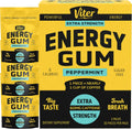 Viter Energy 60mg Caffeine Gum (Peppermint Flavor, 30 Pieces, 3 Pack) - Sugar Free, Vitamin B3, B6, B9, B12, Zero Calories, Caffeinated Energy Chews, Nootropic Focus Supplement for Men & Women
