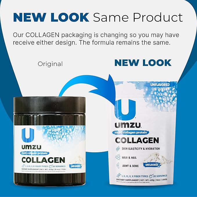 UMZU zuCollagen Multi Collagen Protein Powder, Unflavored – 5 Collagen Types I II III V X – High Protein Low Calorie Supplement for Hair Growth Skin Elasticity Joint Health and Daily Recovery Support