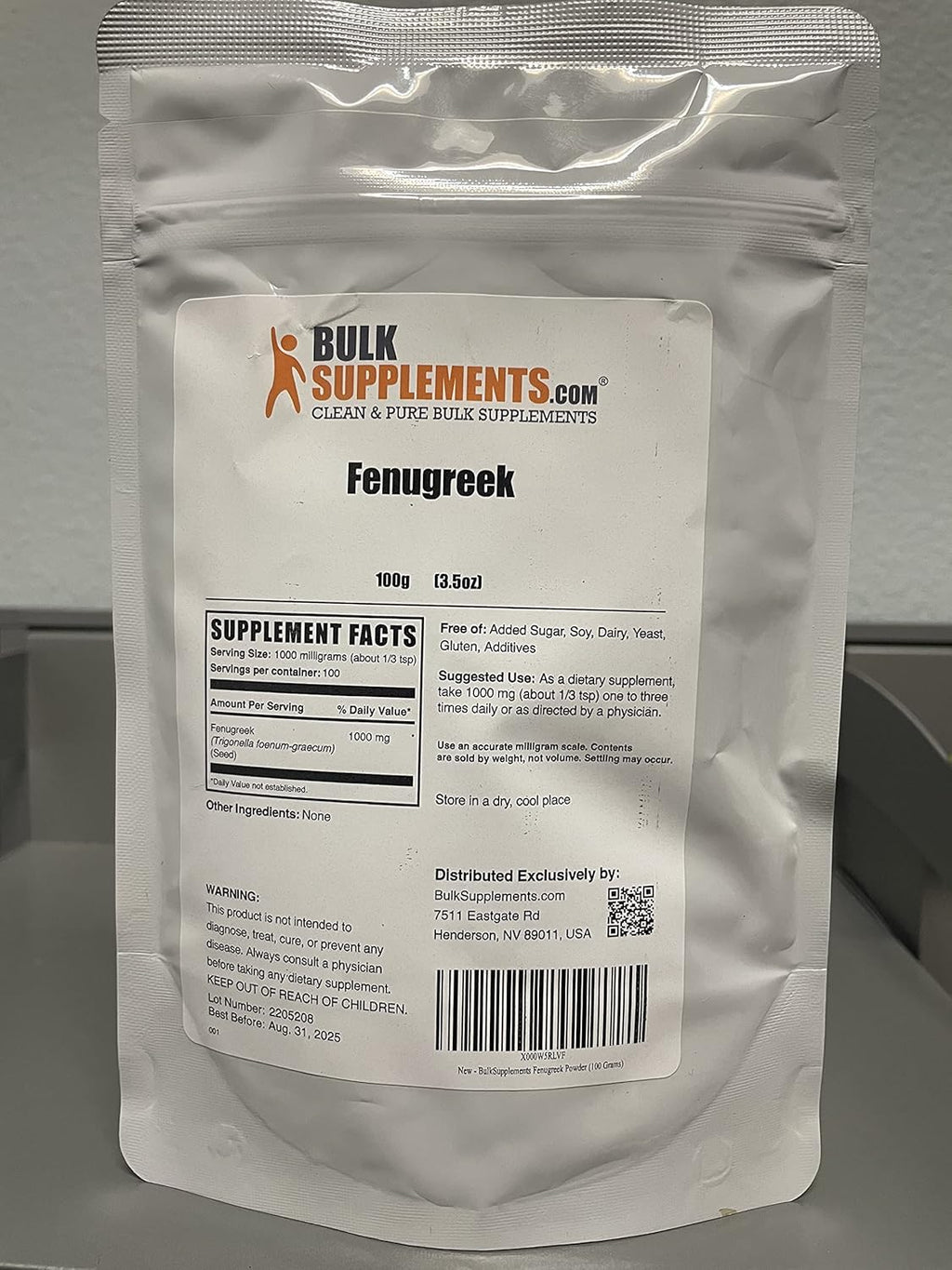 BulkSupplements.com Organic Fenugreek Powder - from Organic Fenugreek Seeds, Trigonella foenum-graecum - Gluten Free, 1g per Serving, 100g (3.5 oz) (Pack of 1)