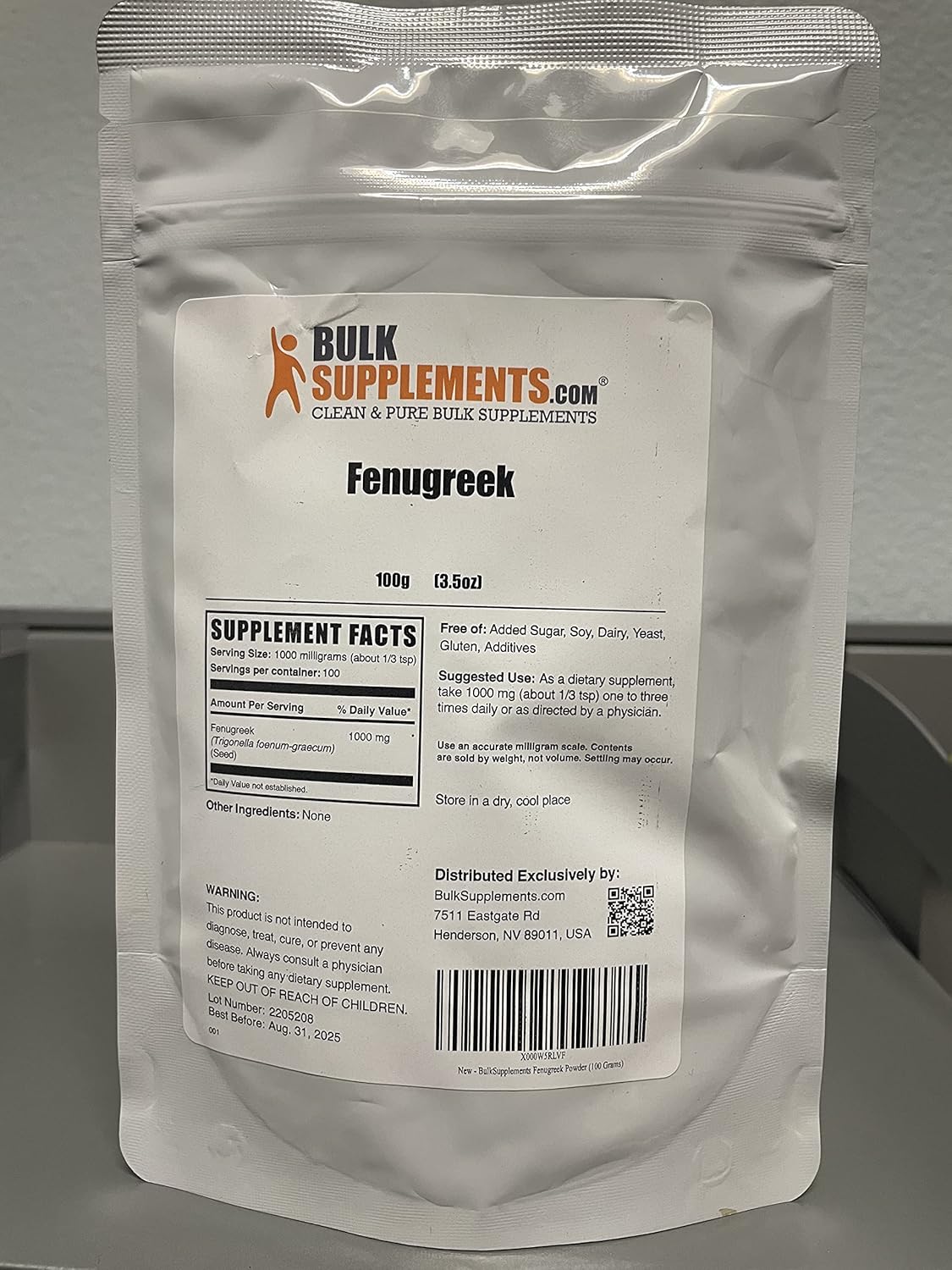 BulkSupplements.com Organic Fenugreek Powder - from Organic Fenugreek Seeds, Trigonella foenum-graecum - Gluten Free, 1g per Serving, 100g (3.5 oz) (Pack of 1)