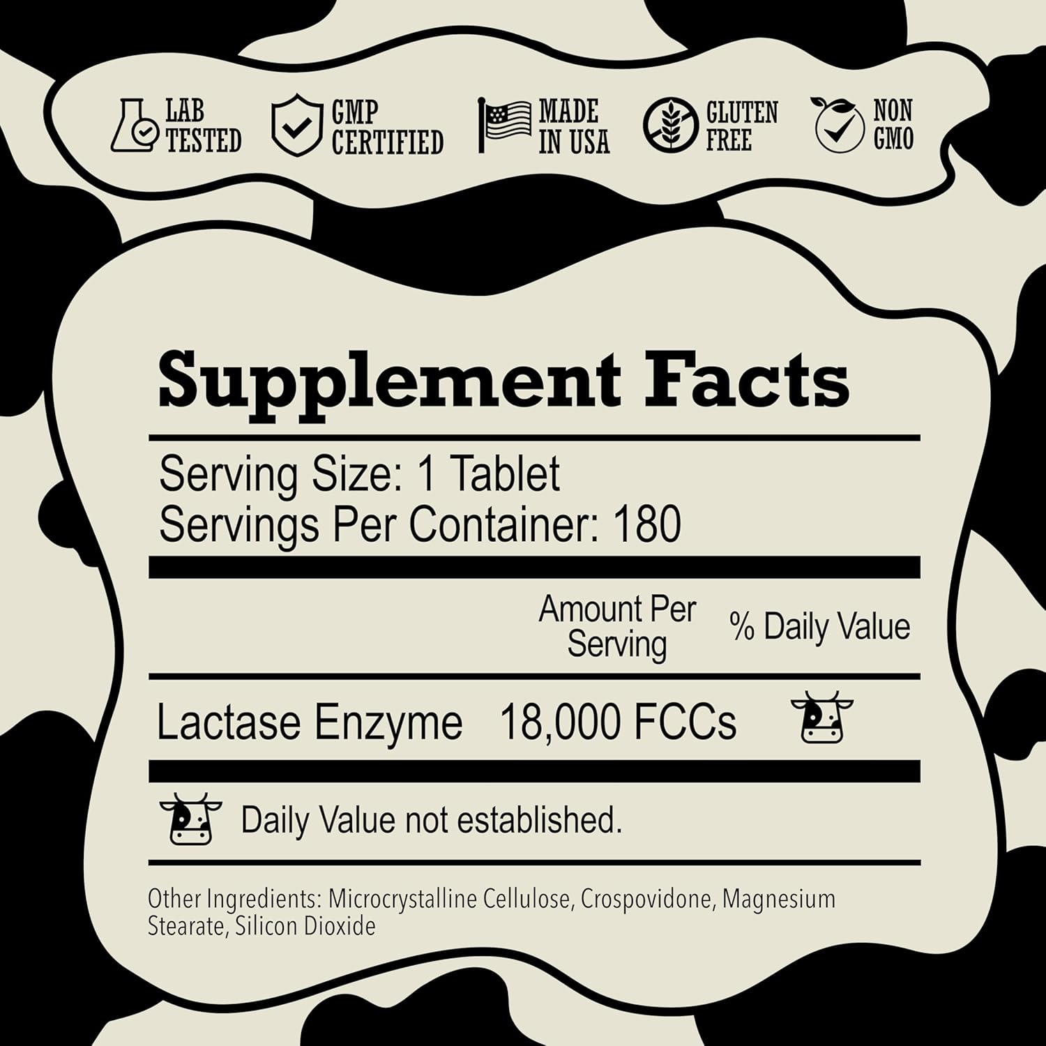 DairyPill Lactase Enzyme Supplements to Support Lactose Digestion, 18,000 FCCs per Pill, Portable, Easy to Swallow, Preservative and Gluten Free, American Made, Non GMO, 180 Count