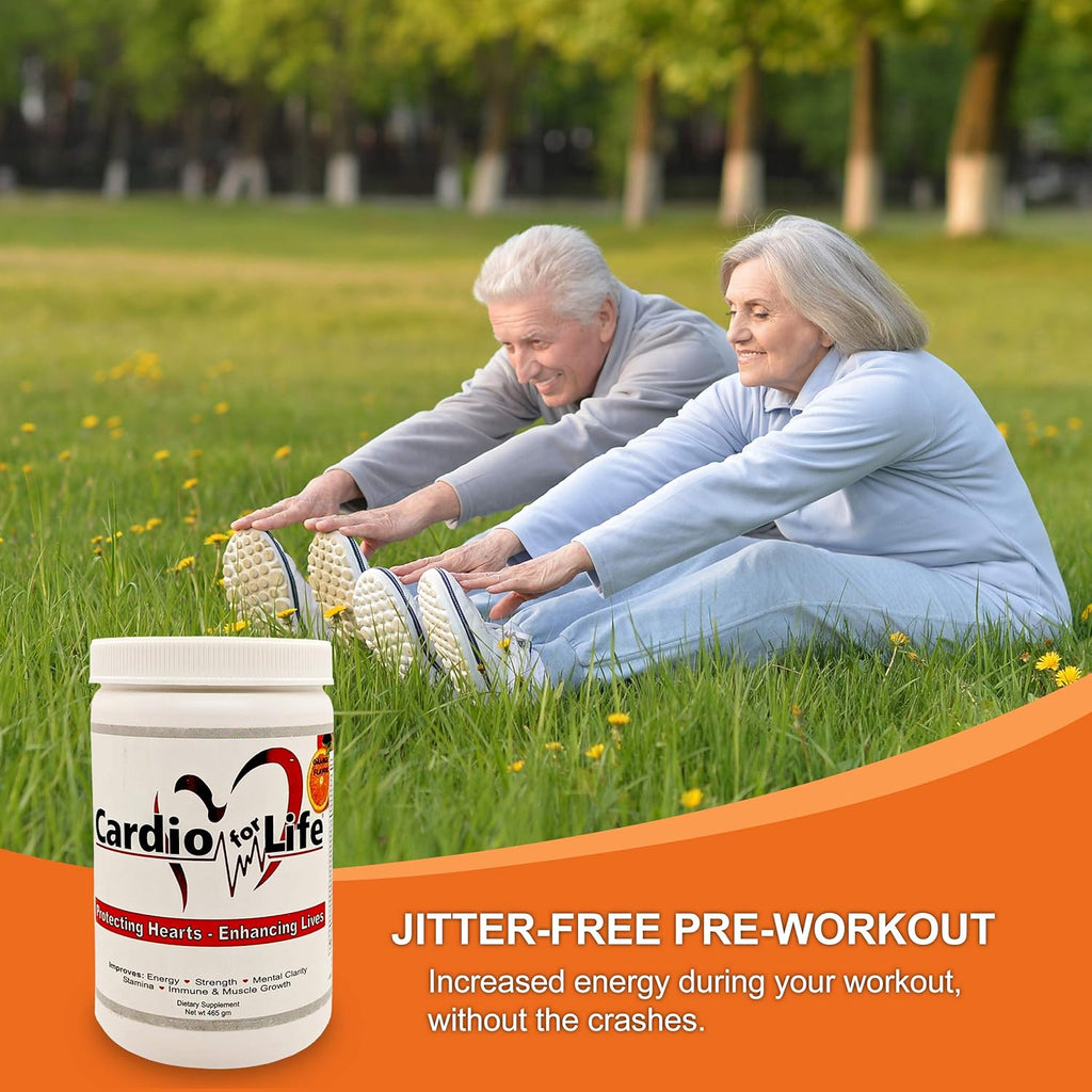Cardio for Life L-Arginine Powder 16oz - Natural Nitric Oxide Supplement Cardiovascular Increase Energy - Orange