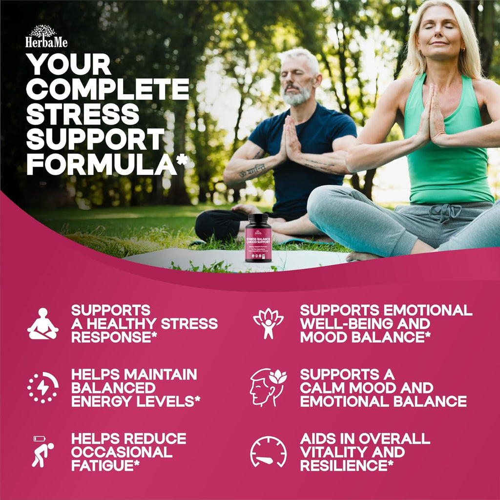 Cortisol Manager Supplement and Balance Mood with Ashwagandha & L-Tyrosine, 120 Capsules, Helps Maintain Healthy Energy Levels and Stress Relief, Fatigue Reducer Pills