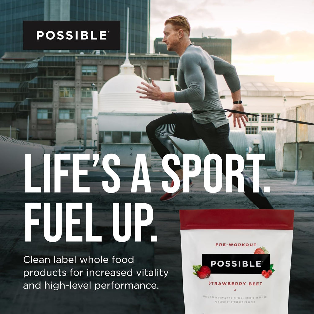 Possible Beet Pre-Workout - Strawberry Beet Flavor - Individually Wrapped Servings - Contains B-Vitamins and Green Tea Caffeine Extract - Source of Nitrates - 1 Bag, 20 Stick Packs