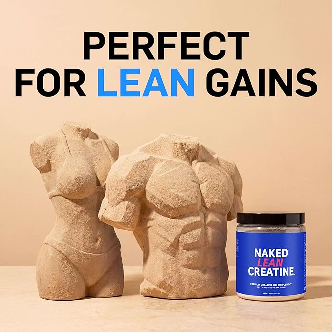 NAKED Lean Creatine HCl Powder, 100 Servings - Con-Cret Creatine Hydrochloride with Organic Prickly Pear Extract, Electrolytes - Muscle Growth, Strength & Cognitive Support - Unflavored