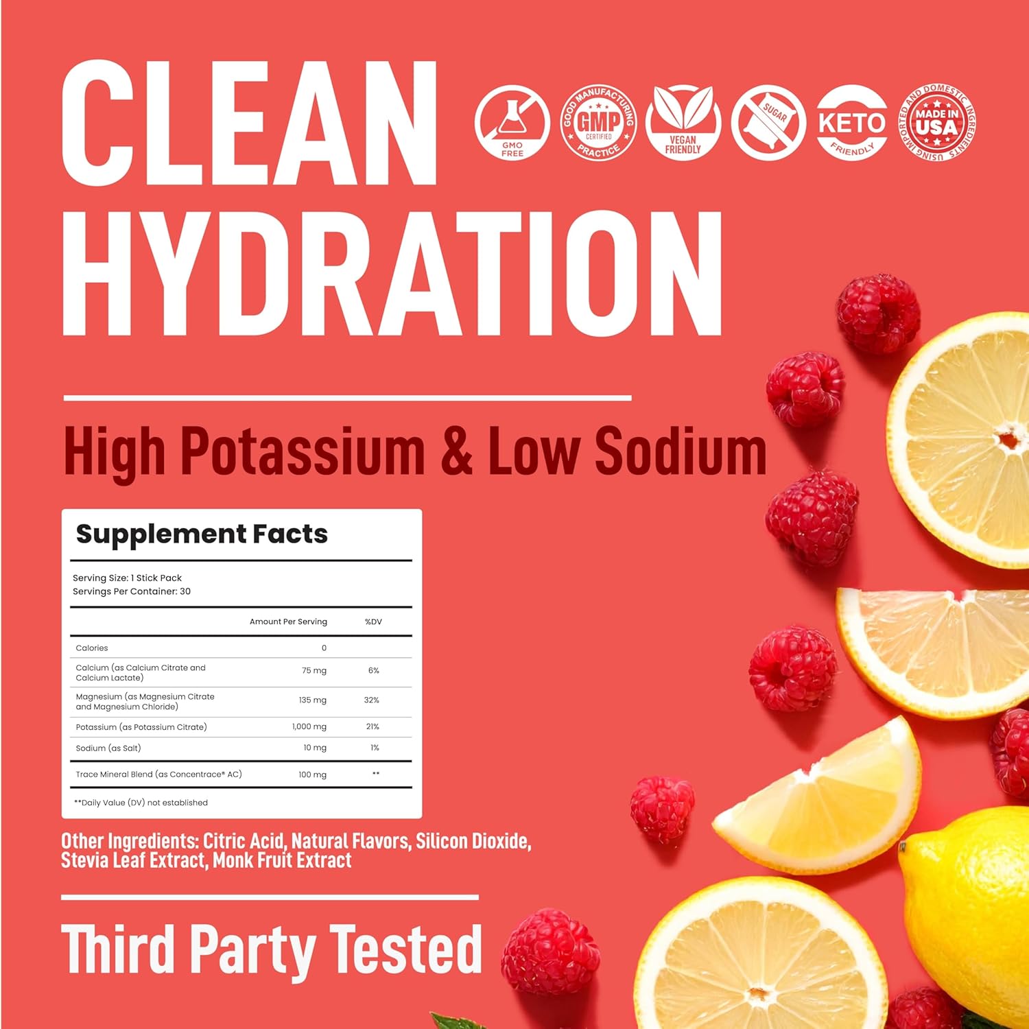 Keppi Electrolytes Powder Packets – Raspberry Lemonade 30 Servings – No Sugar Hydration Supplement with Potassium, Magnesium, Sodium – Keto, Vegan, Fasting-Friendly, Zero Calorie Hydration Packets