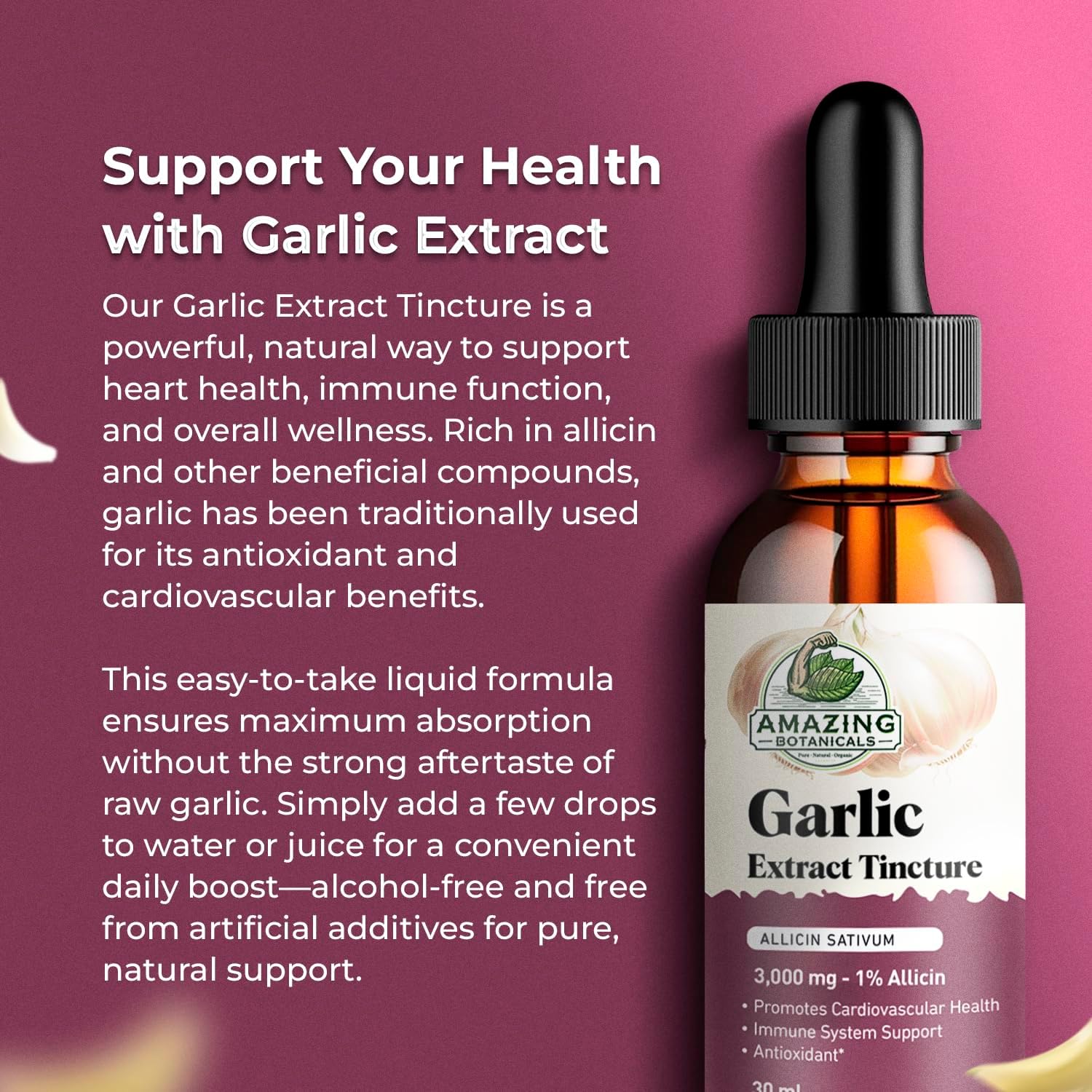Amazing Botanicals Garlic Tincture – Allium Sativum Herbal Extract – High Potency Liquid Supplement – (1oz)
