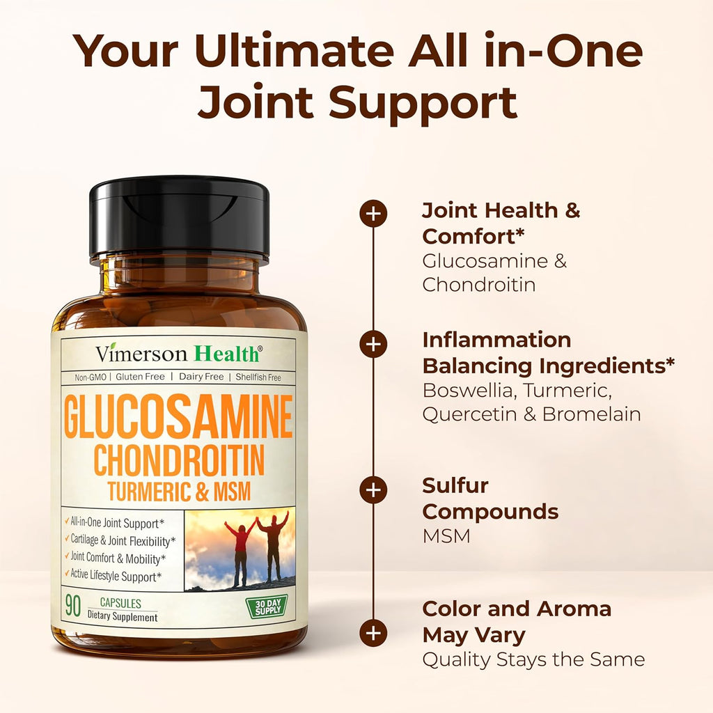 Glucosamine Chondroitin MSM and Turmeric Supplement - Joint Support Supplement for Women & Men with Boswellia & Glucosamine Sulfate 1500mg. Used for Cartilage & Joint Health & Flexibility - 2 Pack