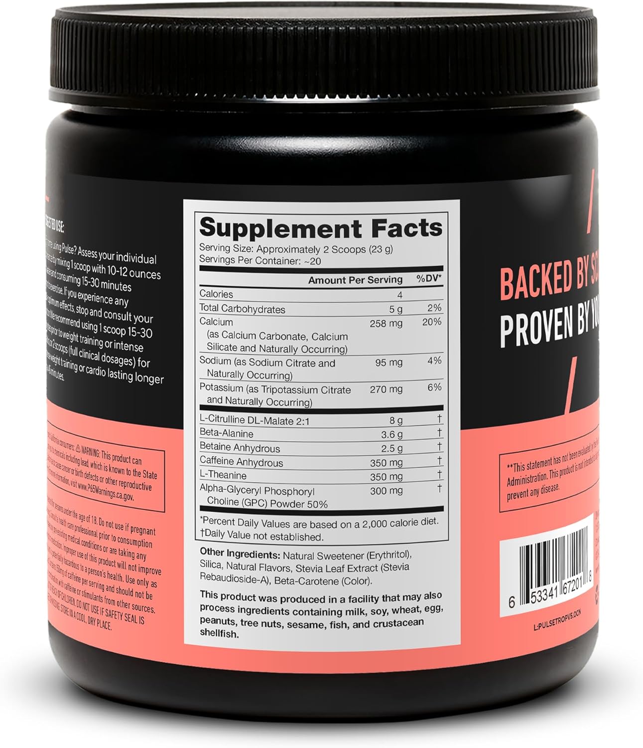 LEGION Pulse Pre Workout - All Natural Nitric Oxide Preworkout Drink to Boost Energy, Creatine Free, Naturally Sweetened, Beta Alanine, Citrulline, Alpha GPC (Tropical Punch)