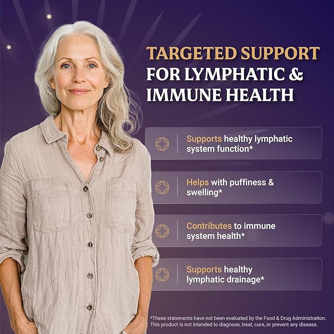 EVERFAITH LymphaFlo - Lymphatic Drainage Supplement - Lymph System Support - with Bromelain, Echinacea, Dandelion, Burdock Root, Lemon Powder & More - Vegetarian, Gluten Free, Non-GMO - 60 Capsules