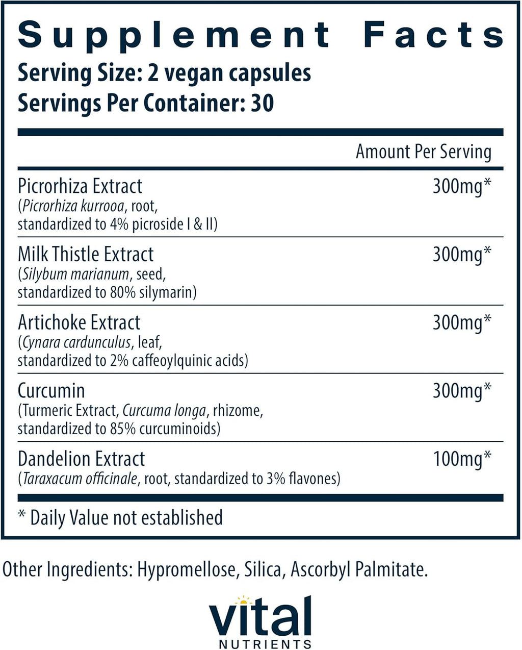 Vital Nutrients Liver Support II with Picrorhiza, Milk Thistle and Curcumin | Vegan Supplement | Herbal Combination to Support Healthy Liver Function* | Gluten, Dairy and Soy Free | 60 Capsules