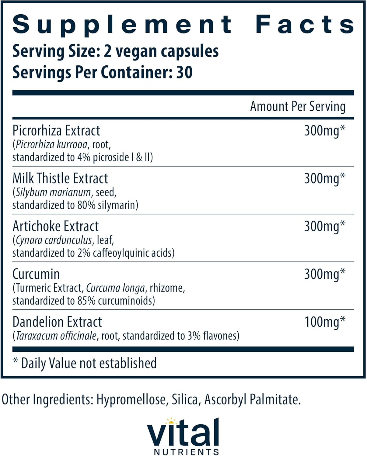 Vital Nutrients Liver Support II with Picrorhiza, Milk Thistle and Curcumin | Vegan Supplement | Herbal Combination to Support Healthy Liver Function* | Gluten, Dairy and Soy Free | 60 Capsules
