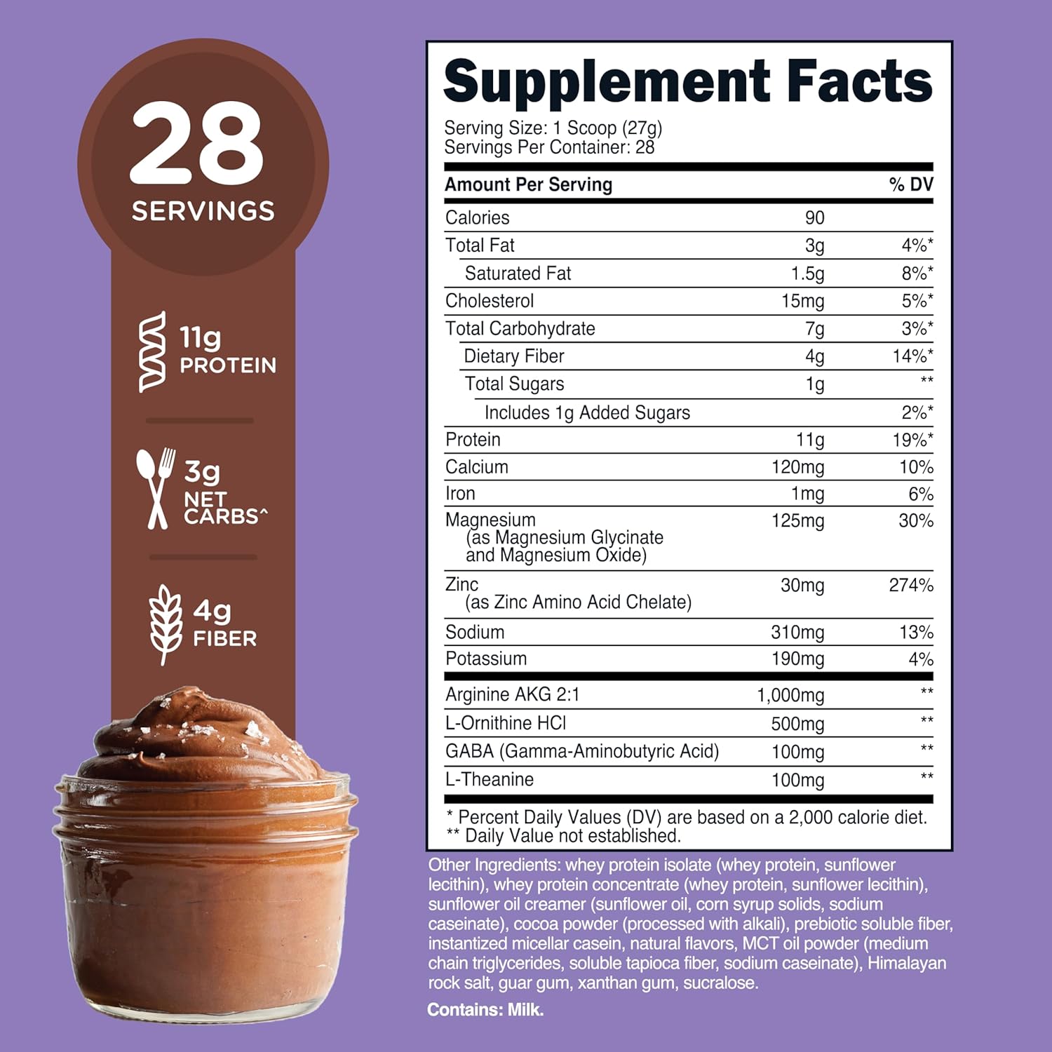 TransformHQ Nighttime Shake, Sleep + Protein Blend, 28 Servings, Chocolate Mousse Flavor