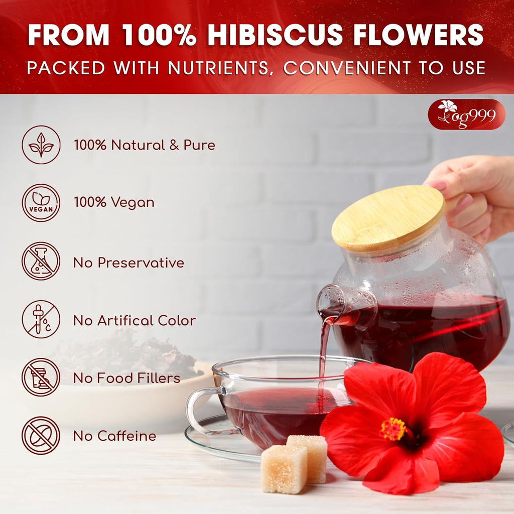 TOG999, Premium Hibiscus Flowers 16oz | Dried Petals | Naturally Caffeine-Free Herbal Tea | Vibrant Color & Tart Floral Flavor | Non-GMO, Gluten-Free, Vegan | Perfect for Tea, Beverages, and Crafts