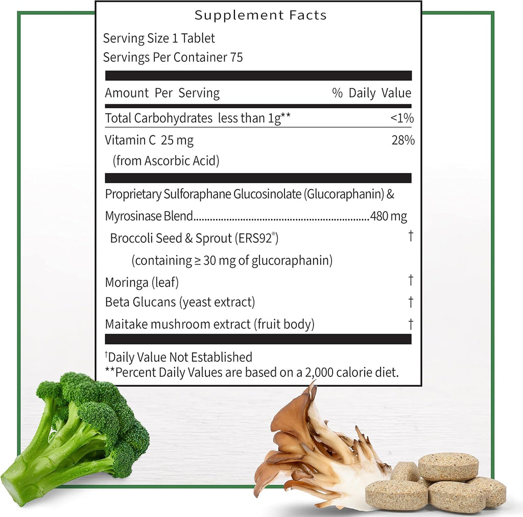 Nutramax Laboratories Avmacol Extra Strength #1 Researched Sulforaphane-Producing Brand for Detoxification, Antioxidant Support, Immune Health, Adults & Children, Moringa, 75 Tablets