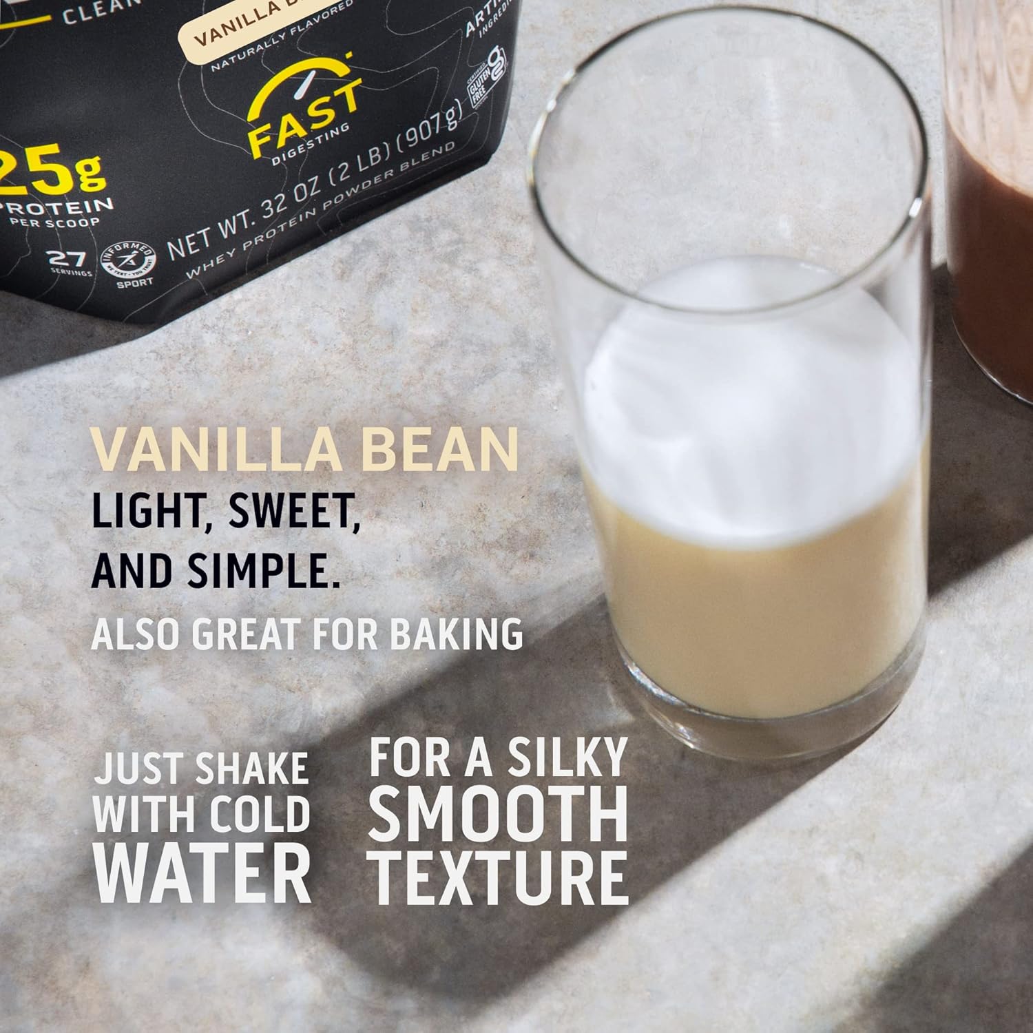 Ascent 100% Whey, Native Whey Protein Blend - Clean Post Workout Recovery, Digesting, Zero Artificial Flavors & Sweeteners, Gluten Free, 5.5g BCAA, 2.6g Leucine, Vanilla Bean 4 lb.