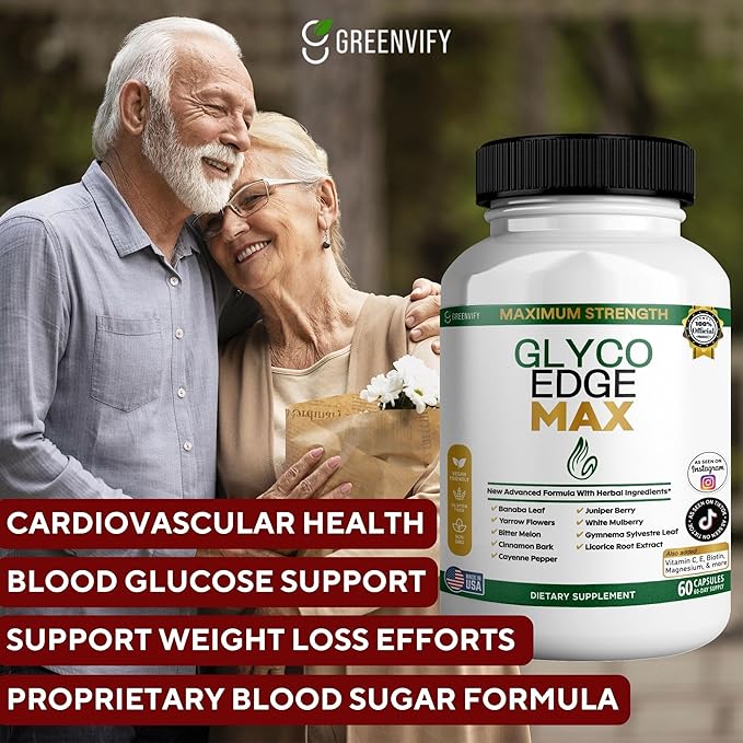 GLYCO Edge MAX Maximum Strength Supplement, 60 Veggie Capsules, with Banaba Leaf, Bitter Melon, Gymnema Sylvestre, Vitamins and Minerals (1)