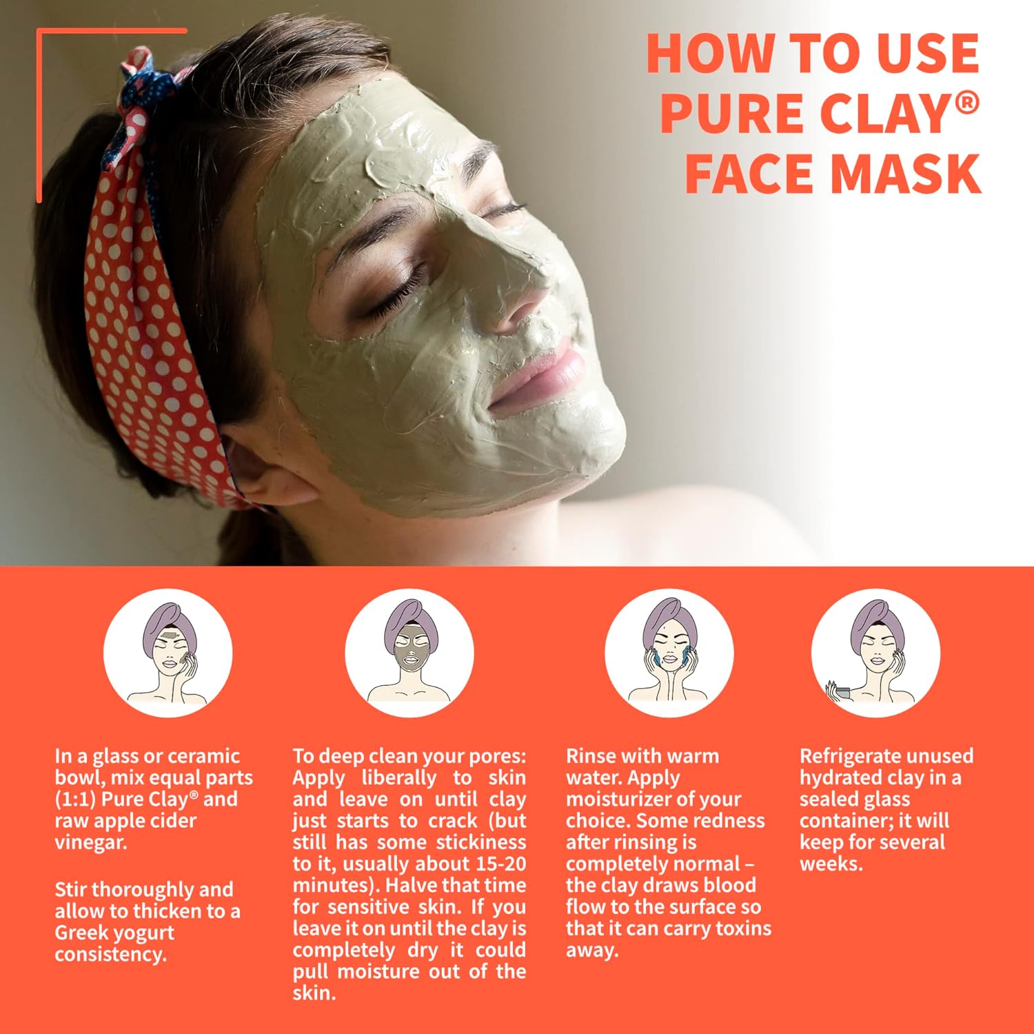 Calcium Bentonite Clay Face Mask, Hydrating Montmorillonite Clay Mask for Face, Deep Pore Cleansing Bentonite Clay Mask for Facial Skincare