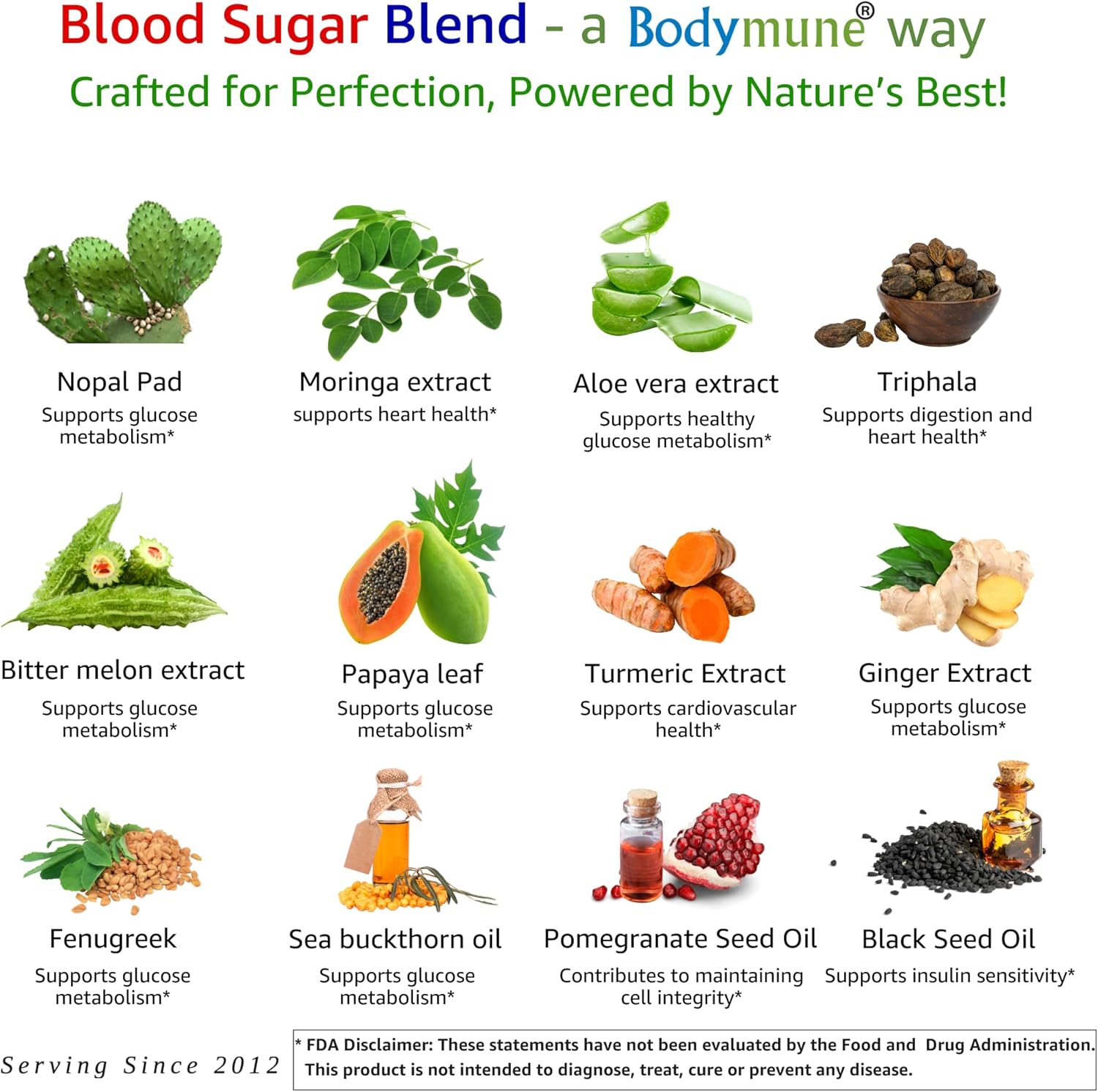 USDA Organic Blood Sugar Blend | Supports Healthy Metabolism* | with Bitter Melon, Moringa, Aloe Vera, Nopal, Papaya Extracts & More | 60-Day Supply | Vegan & Non-GMO | USA-Made