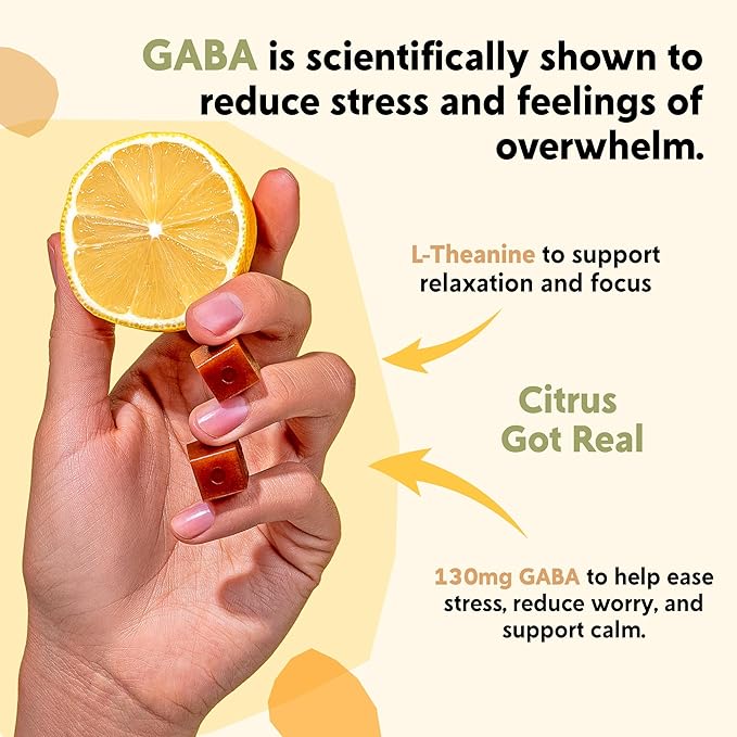 PYM Citrus Mood Chews Support for Stress, Worry & Overwhelm, 120 Count | 130mg GABA, 90mg L-Theanine | Vegan, Non-GMO, Gluten-Free, No Added Sugar | All-Natural Mood Balance Supplement Made in USA