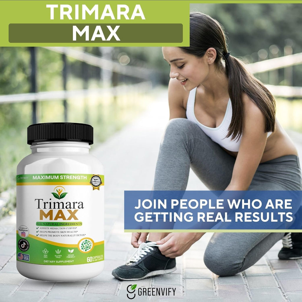 Trimara Max Maximum Strength Natural Dietary Supplement, 60 Capsules, All Natural Ingredients with Psyllium Powder, 30-Day Supply (3)