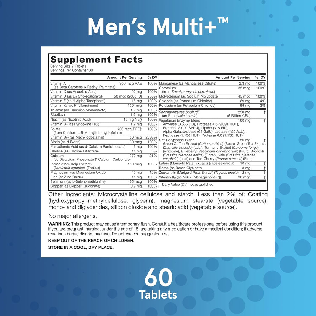 Jarrow Formulas Men's Multi+ Multivitamins, Multivitamin for Men, 60 Tablets, 30 Day Supply