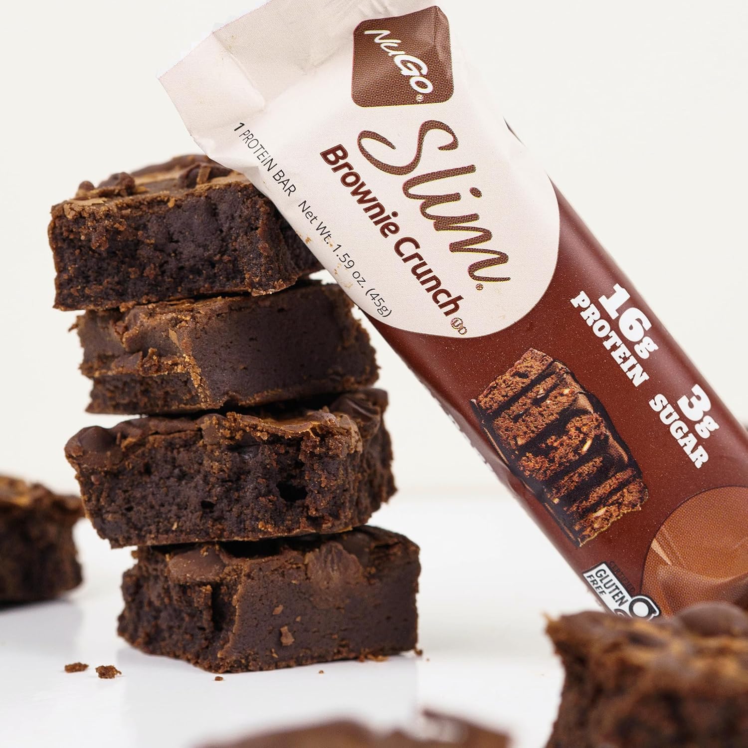 NuGo Slim 24ct Variety - Crunchy Peanut Butter 12 bars & Brownie Crunch 12 bars, 16g Protein, Keto Friendly, Gluten Free, 24 count