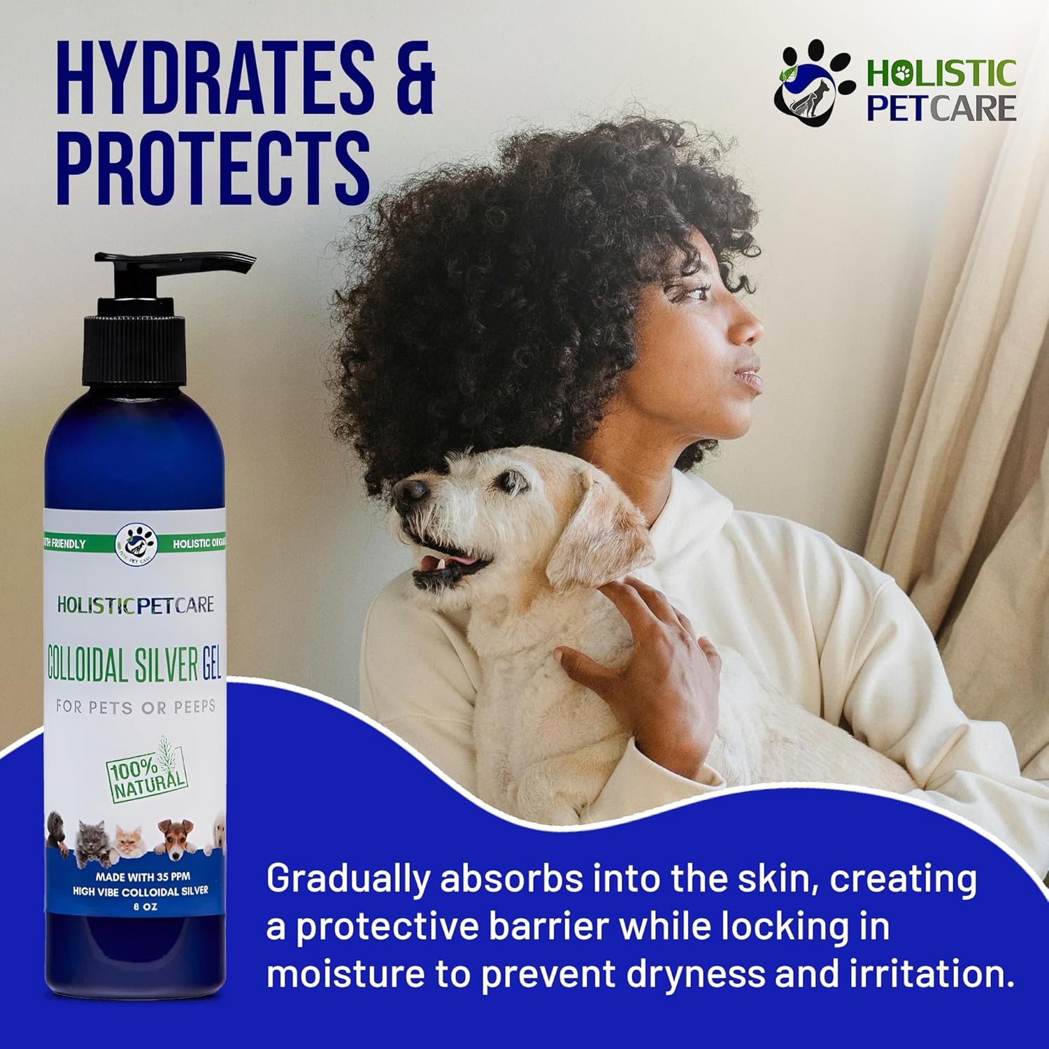 Colloidal Silver Gel – Natural Healing Gel for Pets, Non-Irritating Formula for Skin Irritations, Minor Abrasions, and Dryness, Soothing and Gentle, 8oz Bottle