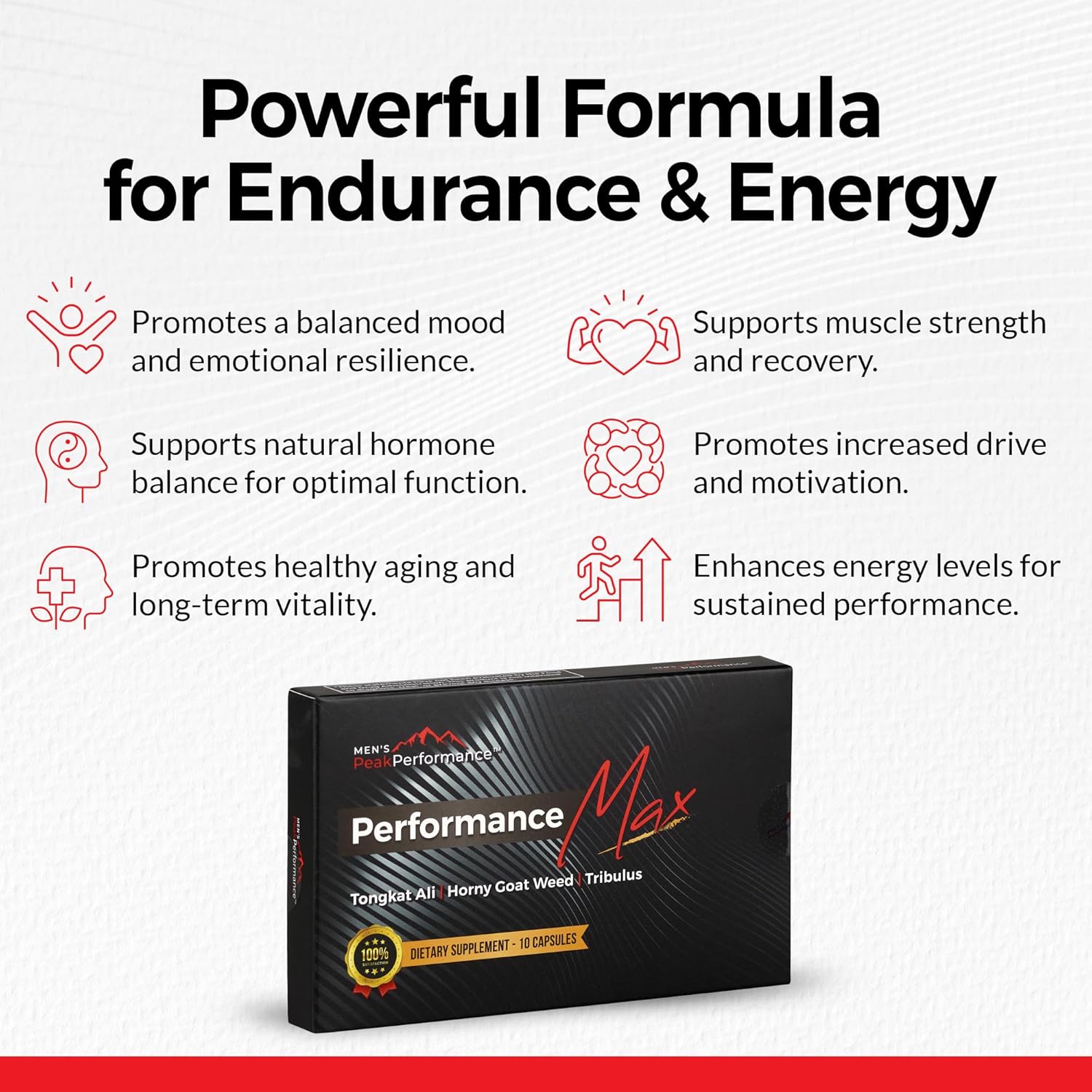 Masculinity Maximiser Supplement for Men – Energy, Endurance & Stamina Support for Improved Performance with Horny Goat Weed, Ashwagandha, Tongkat Ali & Maca – 10 Capsules