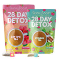 Skinny Boost Detox Tea Kit- 2 PACK –1 Daytime HIBISCUS (28 Bags) + 1 Evening APPLE CINNAMON-(14 Bags) – Herbal Detox for Energy, Bloating & Colon Cleanse – Green Tea, Vegan, Keto, Non-GMO, Sugar-Free